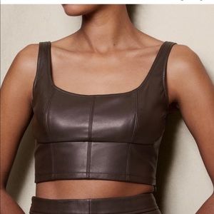 Banana republic vegan leather bustier crop top